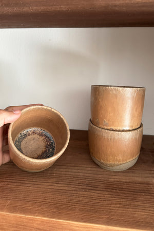Small ceramic tumbler KAKI AND BROWN
