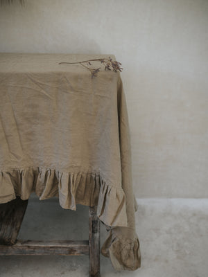 Linen Ruffled Tablecloth
